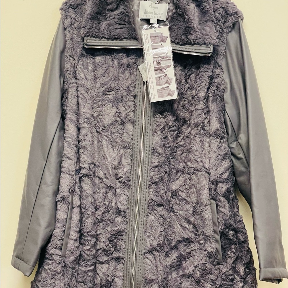 Dennis Basso Gray Faux Fur Teddy Jacket